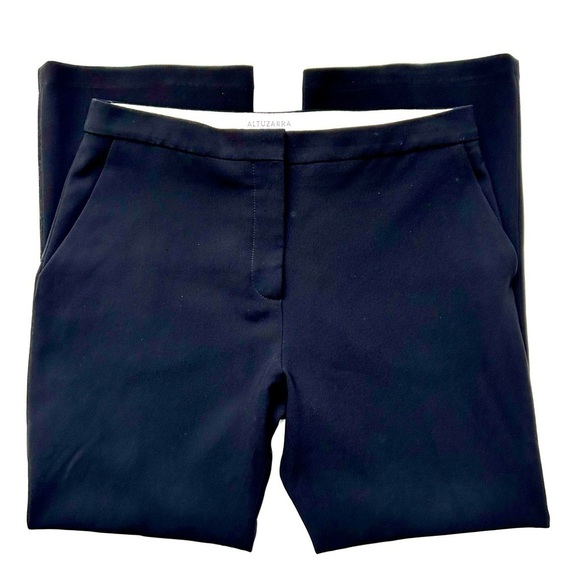 ALTUZARRA Nettle Black Crepe Cropped Trouser Pants Kick Flare Size 38 - Picture 8 of 13